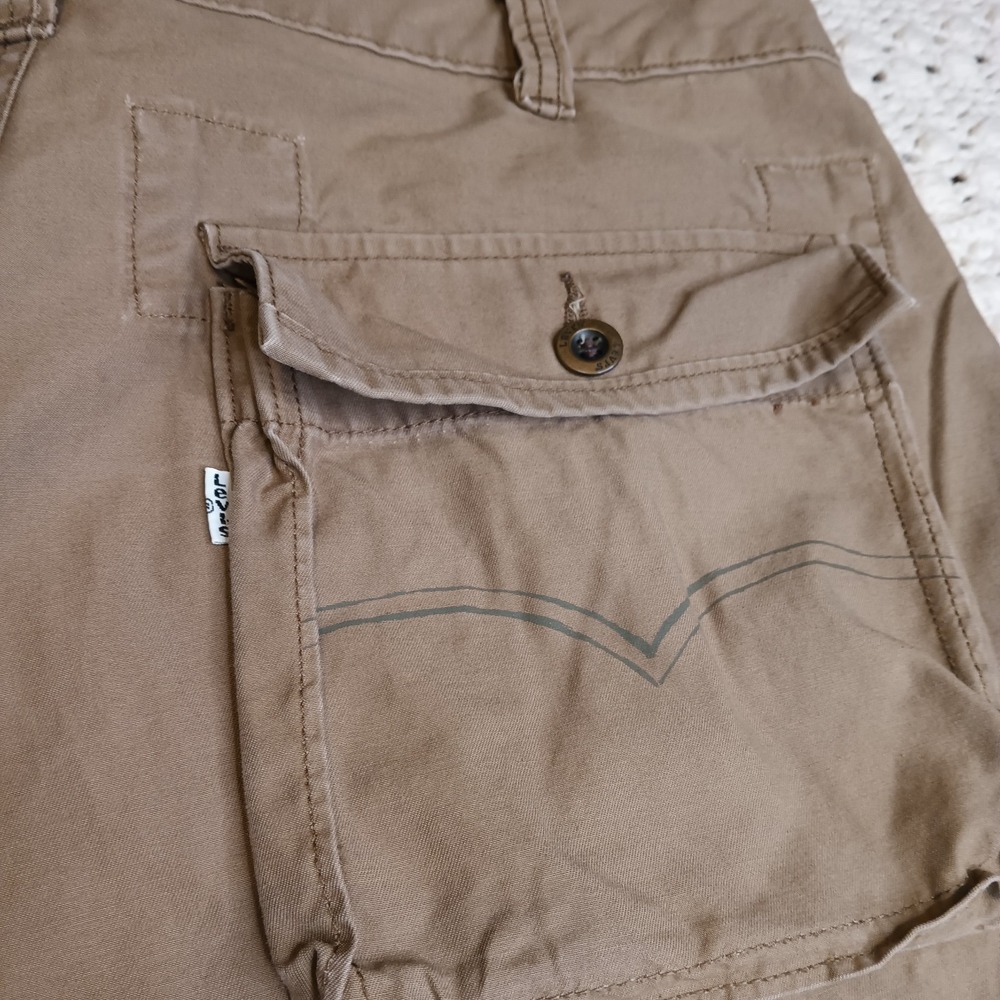 Levi Strauss Mens 40 White Tab Cargo Shorts Khaki Snap 3D Pockets Outdoor Heavy - Picture 6 of 16
